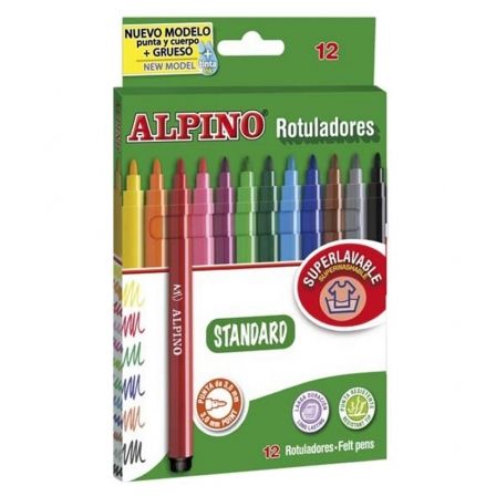 Alpino Estuche de 12 Rotuladores de Punta Fina Colores Surtidos